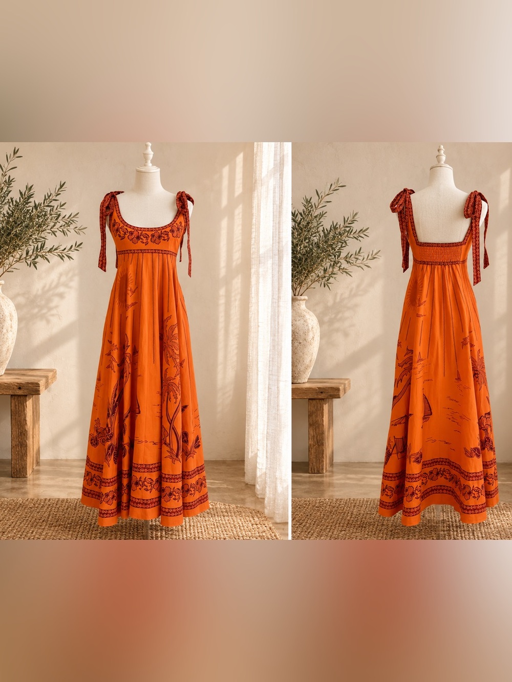 Alemais Orange Floral Tie-Strap Maxi Dress - Picture 15 of 15